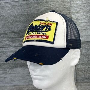 Western New York Adventures Patch Mesh SnapBack Trucker Hat Cap Distress Trashed